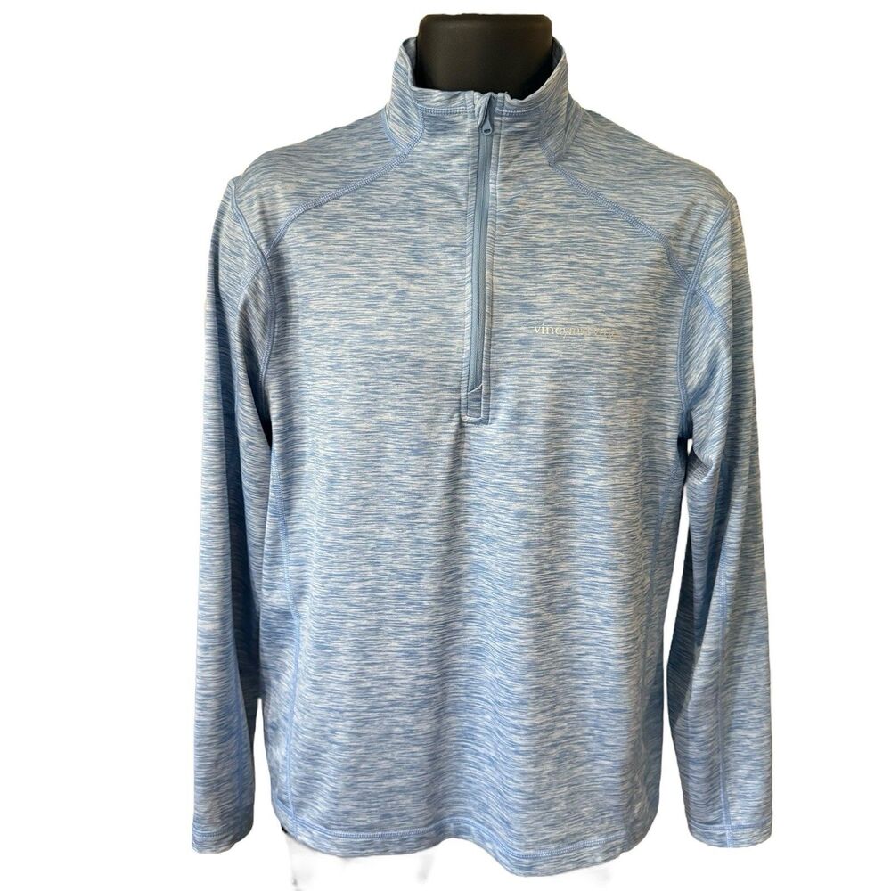 Vineyard Vines Performance 1/4 Zip Pullover Mens Size Small Heather Blue EUC